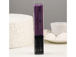 Свечи в торт &quot;Праздник&quot; ВЫСОКИЕ 16 см, 6 шт , Фиолетовый с чёрным