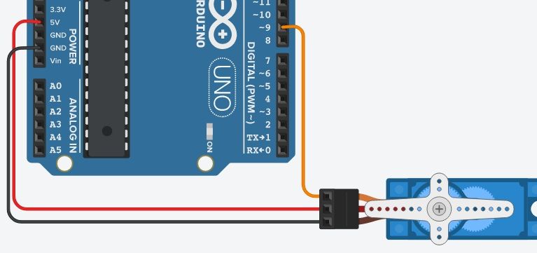 Подключение 1 сервопривода к ардуино.