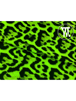 Бифлекс матовый принт Леопард с ворсинками, цв. Неон-зеленый