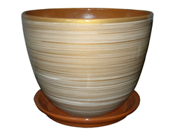 Желто-коричневый керамический горшок для комнатных цветов диаметр 13 см без рисунка