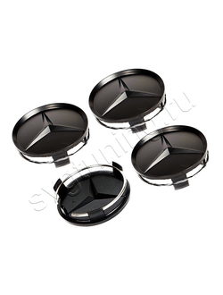 Тюнинг колпачки для литых дисков mercedes, матовые чёрные, 4 шт