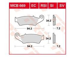 Тормозные колодки TRW MCB669SI для Honda // Kawasaki // Suzuki // Yamaha (Sinter Offroad)