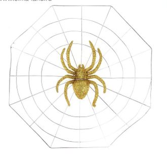 Прикол паутина &quot;Большой золотой паук&quot;, металл, пластик. Декоративное украшение, 28 х 28 см