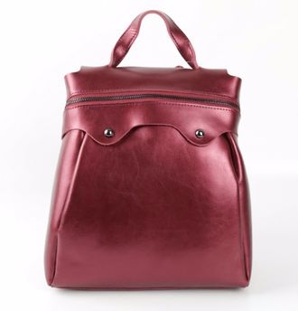 Кожаный женский рюкзак красный
