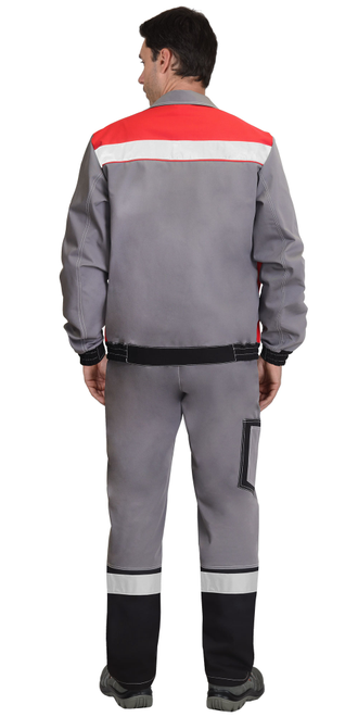 Костюм -Мастер 4120" куртка, полукомбинезон средне-серый с красным и СОП