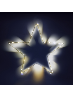 Фигура "Звезда" на каркасе, 40 минисветодиодов, 30 см, на батарейках, теплый белый