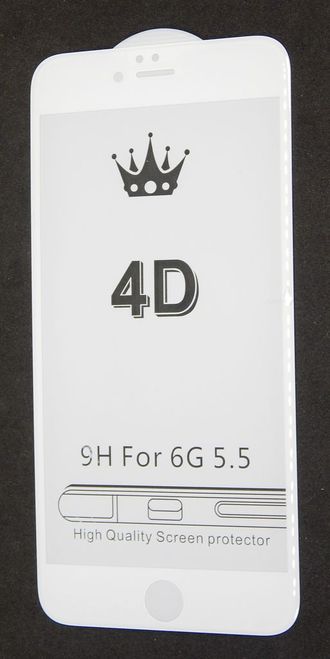 Защитное стекло для iPhone 6 Plus 4D белое