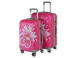 Пластиковый чемодан на 4 колесах Цветок розовый Импреза