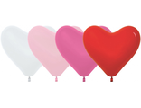 Сердце (12&#039;&#039;/30 см) Ассорти Белый (005)/Розовый (009)/Фуше (012)/Красный (015), пастель, 100 шт.