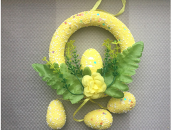 Пасхальный декор "венок", диаметр 15 см, цвет желтый