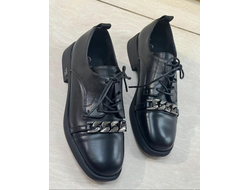 Туфли женские 1-2240 цепь-кожа черные