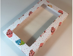 Коробка на 5 печений с окном (25*15*3 см), кекс