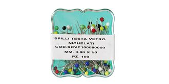 Булавки скорняжные со стеклянной головкой - 0,80х50 - портновские - с круглой головкой