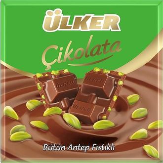 Шоколад молочный с фисташками (Butun Antep Fıstıklı Çikolata), 65 гр., Ulker, Турция