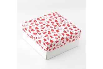 Коробка подарочная ВЫСОКАЯ 4П-В БЕЗ ОКНА (15*15 высота 7 см), Красно-Белый Новогодний