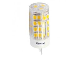 Лампа светодиодная General G4 220V 5W 2700K 2K 45x16 пластик, прозрач. BL5 (упаковка 5 шт, цена за 1шт.) 652000