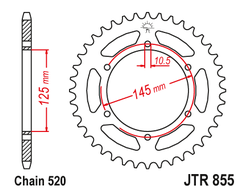 Звезда ведомая (46 зуб.) RK B4011-46 (Аналог: JTR855.46) для мотоциклов Yamaha