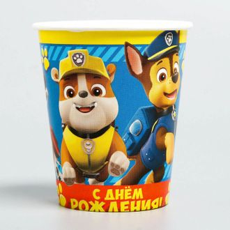 Стакан бумажный «С Днем Рождения!», Щенячий патруль (PAW Patrol), Гонщик, 10 шт