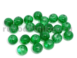 бусина кракле стеклянная "Льдинка" 8 мм, цвет-зеленый, 10 шт/уп