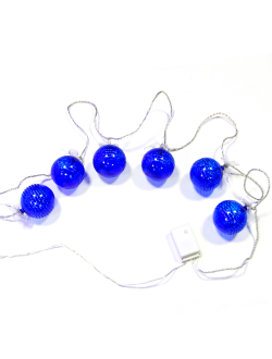 Гирлянда "Шары с орнаментом", 6 синих шаров, 18 светодиодов, 2 м, контроллер 8 режимов, синий