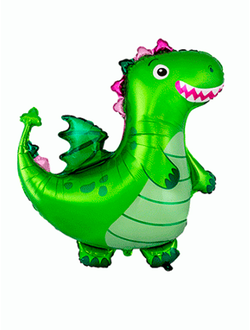 Фольгированная фигура с гелием "Динозаврик зеленый"