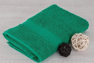Ярко-зеленое полотенце оптом махровое пр-во Байрамали (бордюр «косичка»)