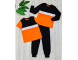 Арт: 3КУЛ/11-ЧБО Комплект: штаны+2 футболки(кулир).Цвет:черный/бел/оранж.Размер с 86-152
