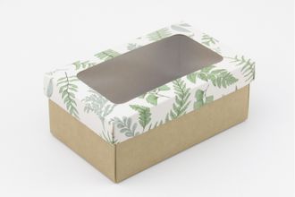 Коробка подарочная ВЫСОКАЯ 2П-В 7 см С ОКНОМ (18*11* выс 7 см), Папоротник
