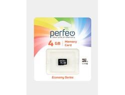 Карта памяти Perfeo microSD 4GB High-Capacity (Class 10) w/o Adapter economy series