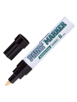 Маркер-краска лаковый (paint marker) MUNHWA "Jumbo", 8 мм, ЧЕРНЫЙ, нитро-основа, алюминиевый корпус, JPM-01