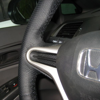 Кожаная накладка на руль Honda Civic VIII (2006-2011), черная