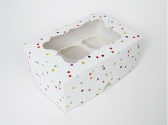 Коробка на 6 кексов (25*17*10 см), Горох