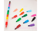 Восковой карандаш для рисования. состоит из 12 разноцветных карандашей