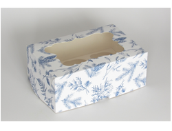 Коробка на 6 кексов (25*17*10 см), Синий иней