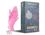 Перчатки нитриловые розовые  (50 пар) Benovy р. XS, S и М