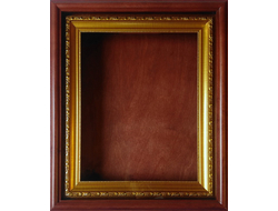 Киот деревянный с багетной рамой "под золото" для иконы формата 22х28см.