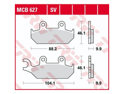 Тормозные колодки передние TRW MCB627 для Yamaha (Organic Allround)  3TB-W0045-00-00, 4PT-W0045-00-00