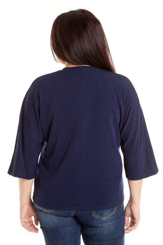 Блуза комбинированная 487-синий. Размер 60- последний.