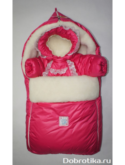 Зимний комплект для новорожденного "Розовая нежность" от 0 до 6 мес. с отверстием для ремня безопасности автокресла, арт. 2121р