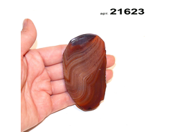 Агат натуральный (срез) арт.21623: коричневый - 39,3г - 79*45*5мм