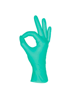 Перчатки одноразовые зеленые, нитрил., неопудр., р.S,M,L,XL, цена за пару (х50)
