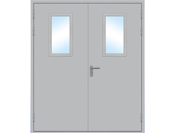 Дверь противопожарная двупольная остекленная 2 стекла ДМП-2О-2 ei-60
