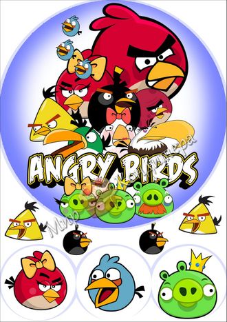 Вафельная картинка &quot;Angry Birds&quot;, А4, круг d=20 см, №1