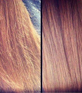 Результат до и после полировщика для волос HG Polishen