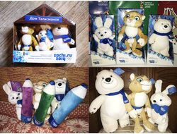 Наборы Дом Талисманов Сочи 2014 и комплекты Олимпийских плюшевых мягких игрушек подарочные коробки