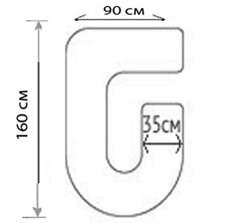 Подушка обнимашка улучшенная форма G 350 см с наполнителем био пух без наволочки