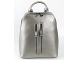 Кожаный женский рюкзак Zipper серебряный