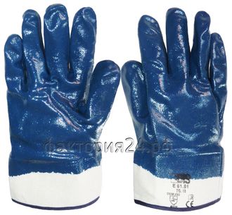 Перчатки МБС, х/б,полный облив нитрилом,синие МАНЖЕТ КРАГА (код 0152)