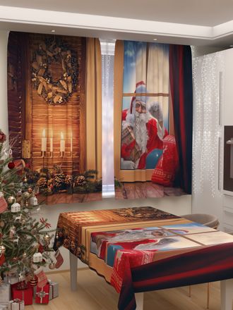 Фотошторы 150x180*2	Габардин	(150;180)(150;180)	Дед мороз в окне