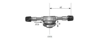 15151 Металлический вентиль (два вентильных выхода) для б/к грузовых колес, D=15,7 мм